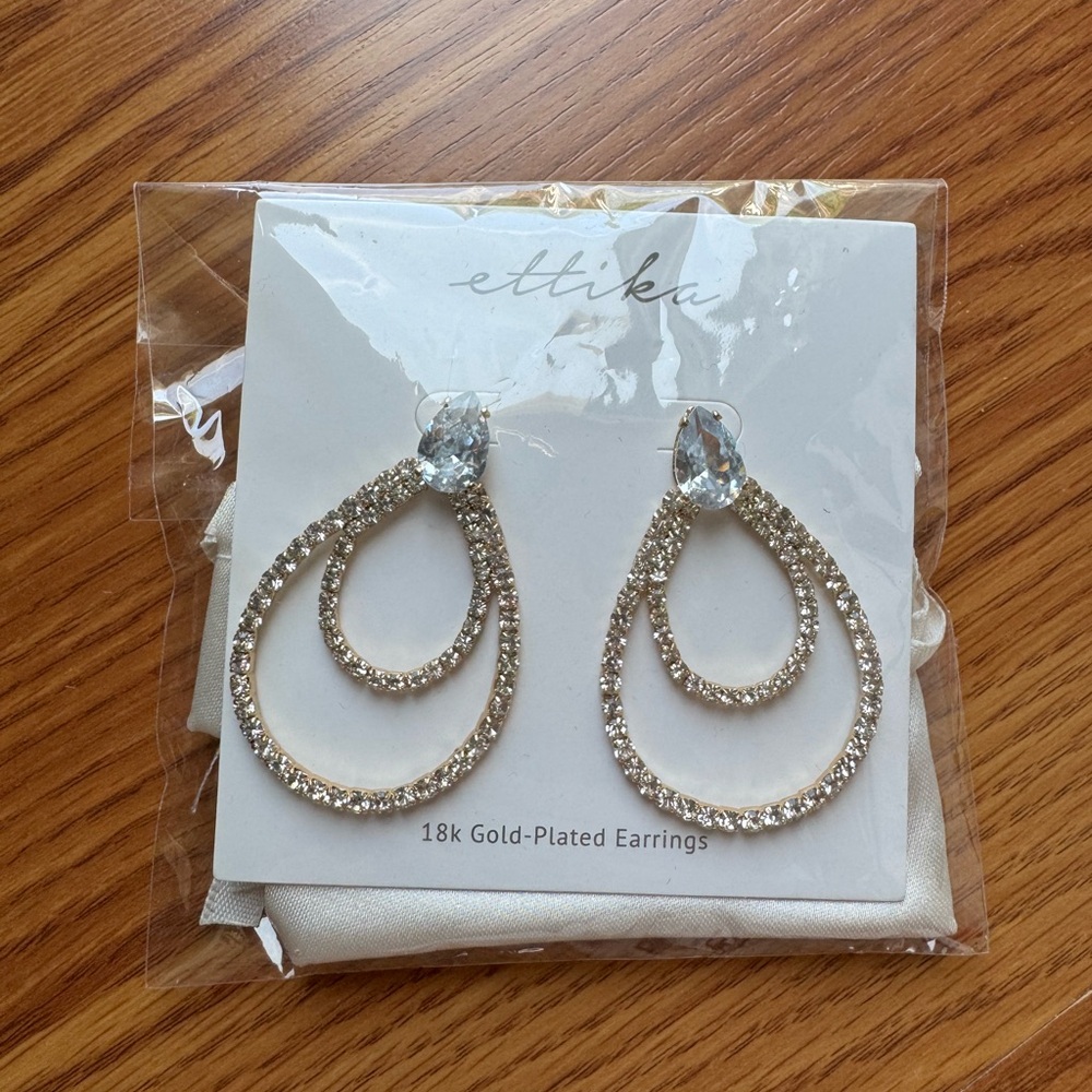 NEW Ettika Gold and Crystal Earrings